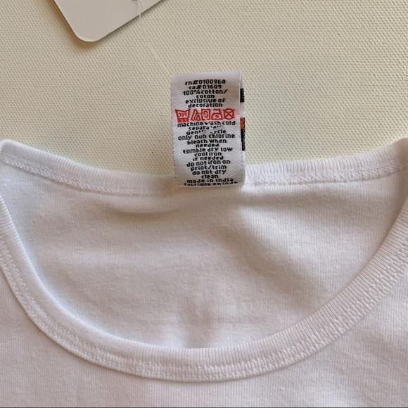 Akdmks White T Shirt Gold Tone Letters Glitter Studs Sz L NWT - Picture 10 of 11